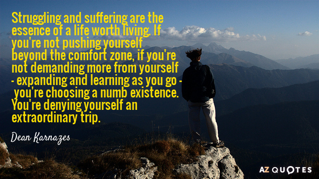 Dean Karnazes cita: La lucha y el sufrimiento son la esencia de una vida que merece la pena. Si estás...