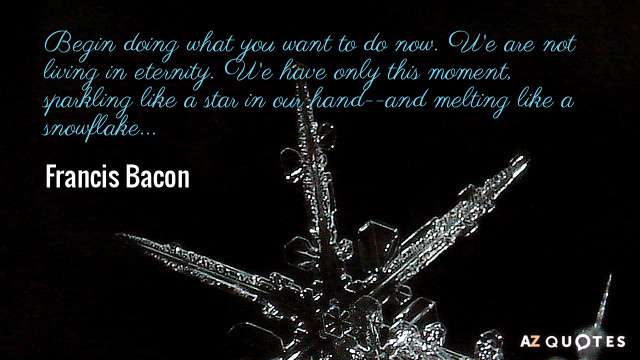 Cita de Francis Bacon: Empieza a hacer lo que quieres hacer ahora. No vivimos en...