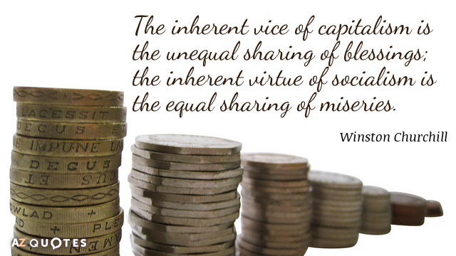 Winston Churchill cita: El vicio inherente al capitalismo es el reparto desigual de las bendiciones; el...