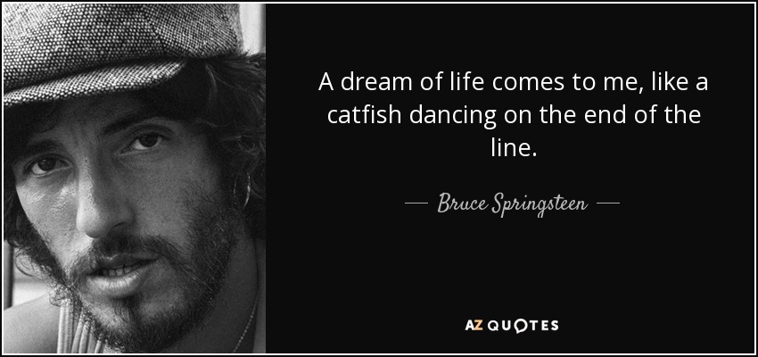 A dream of life comes to me, like a catfish dancing on the end of the line. - Bruce Springsteen