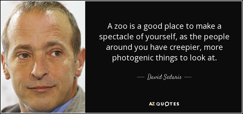A zoo is a good place to make a spectacle of yourself, as the people around you have creepier, more photogenic things to look at. - David Sedaris