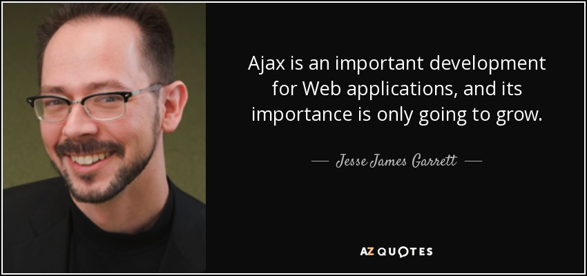 Ajax is an important development for Web applications, and its importance is only going to grow. - Jesse James Garrett