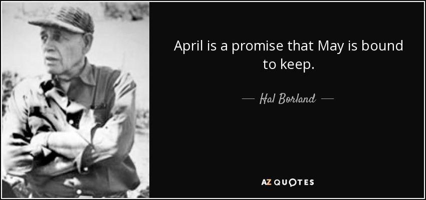 April is a promise that May is bound to keep. - Hal Borland