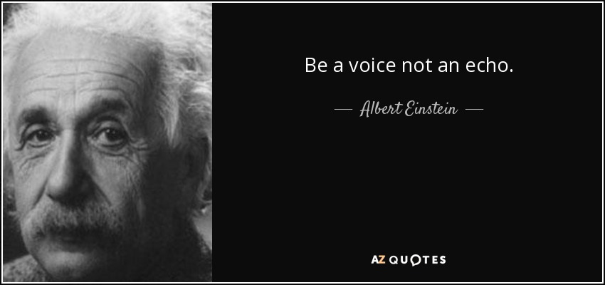Be a voice not an echo. - Albert Einstein