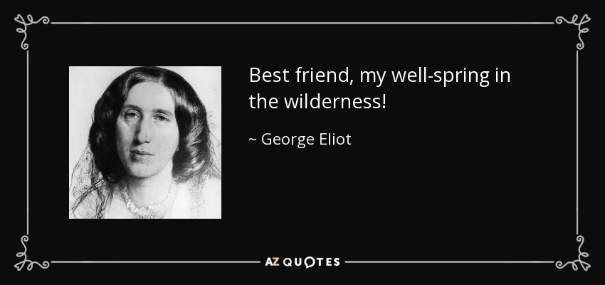 Best friend, my well-spring in the wilderness! - George Eliot