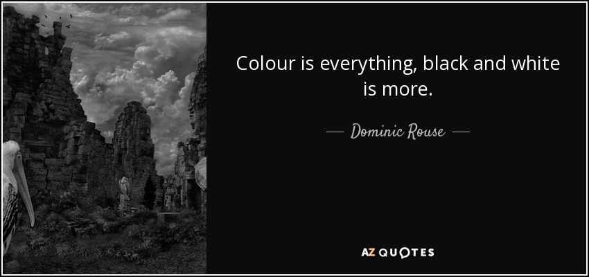 Colour is everything, black and white is more. - Dominic Rouse