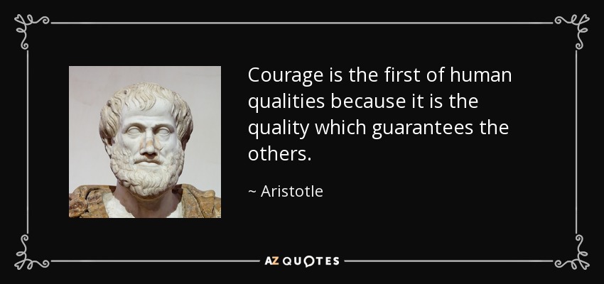 El valor es la primera de las cualidades humanas porque es la que garantiza las demás. - Aristotle