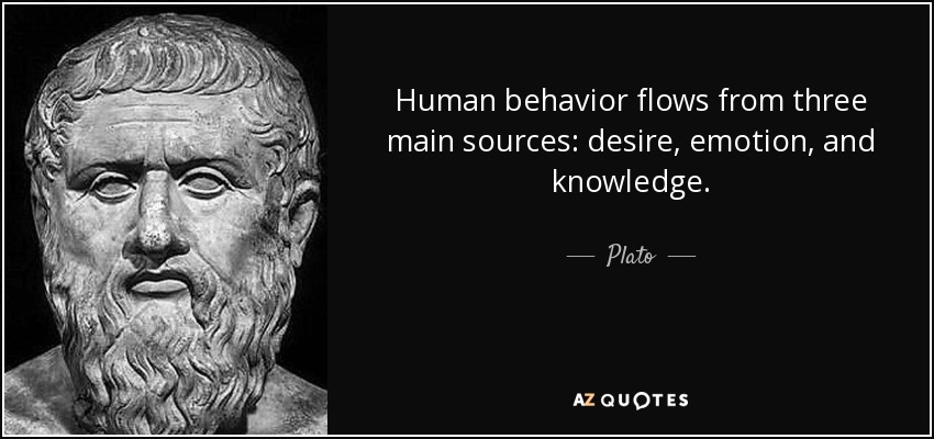 Human behavior flows from three main sources: desire, emotion, and knowledge. - Plato