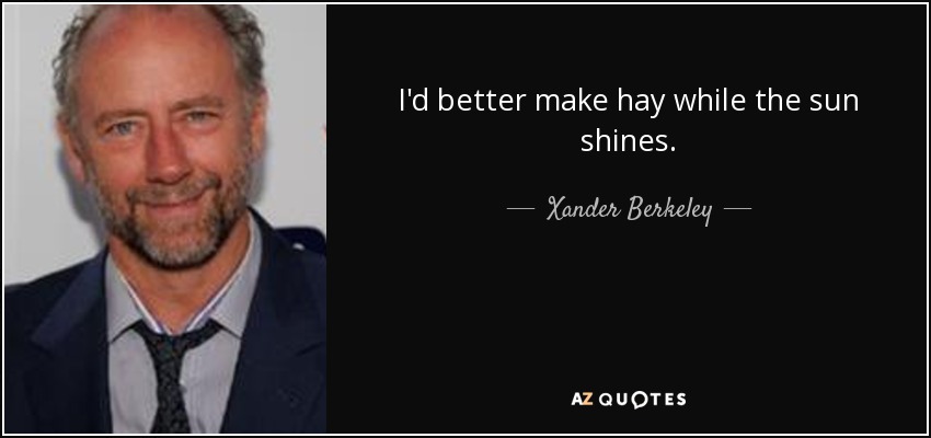 I'd better make hay while the sun shines. - Xander Berkeley