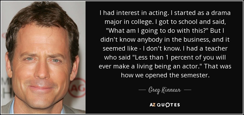 I had interest in acting. I started as a drama major in college. I got to school and said, 