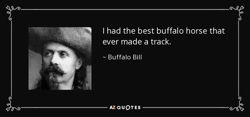 I had the best buffalo horse that ever made a track. - Buffalo Bill