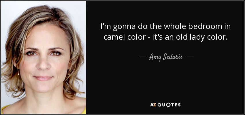 Voy a hacer todo el dormitorio en color camel - es un color de señora mayor. - Amy Sedaris