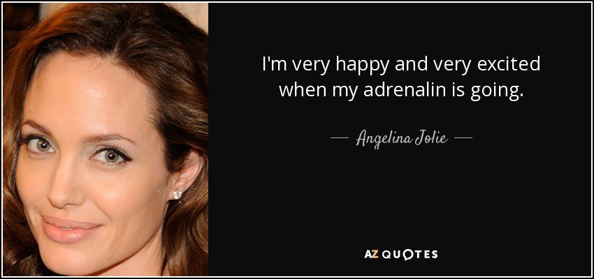 I'm very happy and very excited when my adrenalin is going. - Angelina Jolie