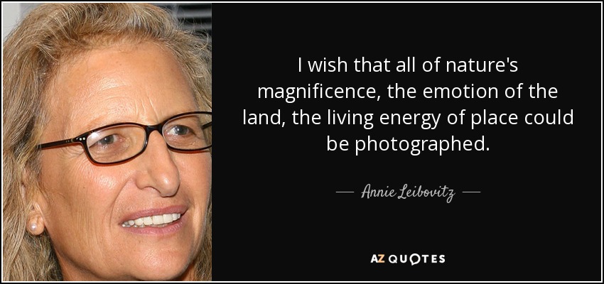 I wish that all of nature's magnificence, the emotion of the land, the living energy of place could be photographed. - Annie Leibovitz
