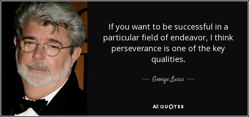 If you want to be successful in a particular field of endeavor, I think perseverance is one of the key qualities. - George Lucas