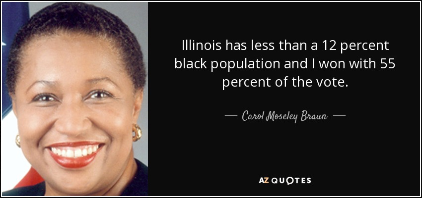 Illinois has less than a 12 percent black population and I won with 55 percent of the vote. - Carol Moseley Braun
