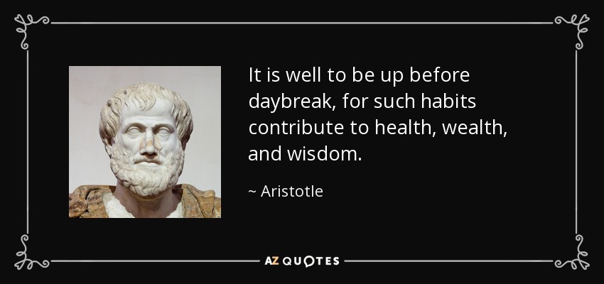 Es bueno levantarse antes del amanecer, pues tales hábitos contribuyen a la salud, la riqueza y la sabiduría. - Aristotle