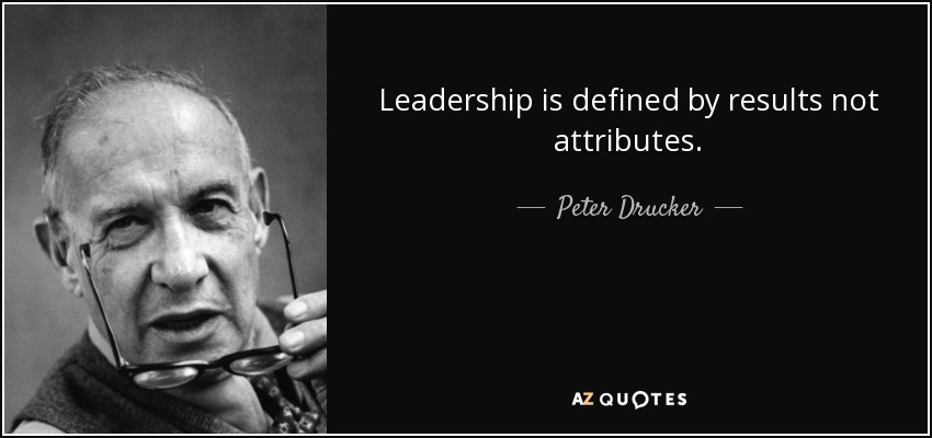 El liderazgo se define por los resultados, no por los atributos. - Peter Drucker