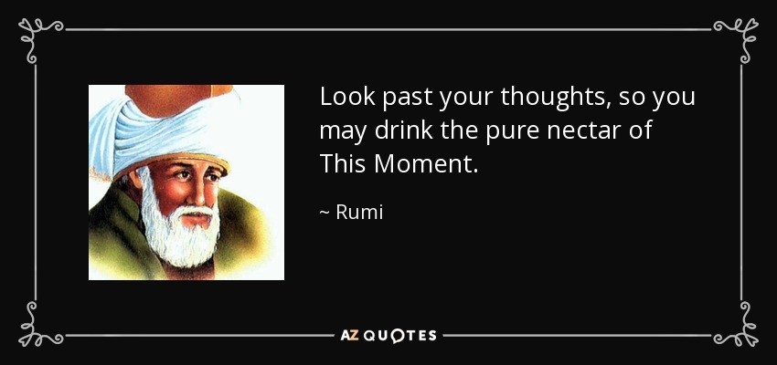 Look past your thoughts, so you may drink the pure nectar of This Moment. - Rumi