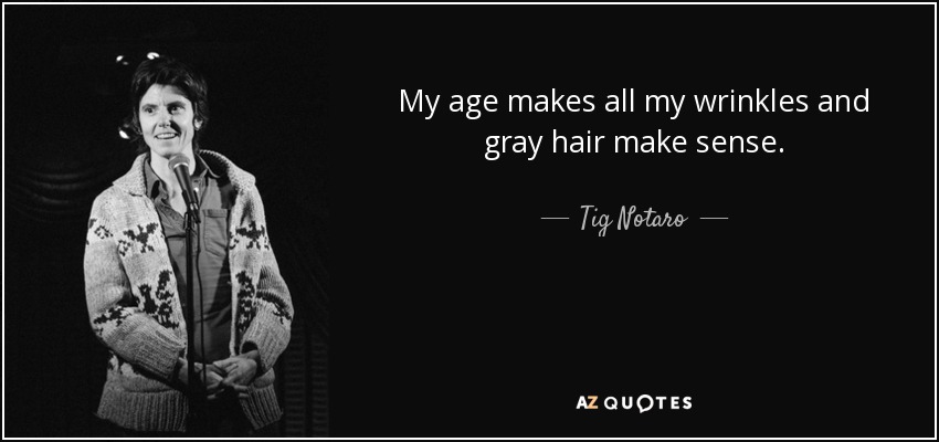 My age makes all my wrinkles and gray hair make sense. - Tig Notaro