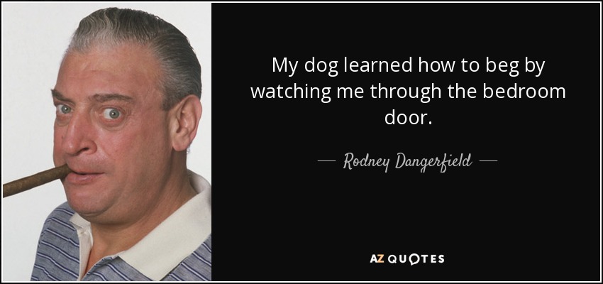 Mi perro aprendió a mendigar mirándome a través de la puerta del dormitorio. - Rodney Dangerfield