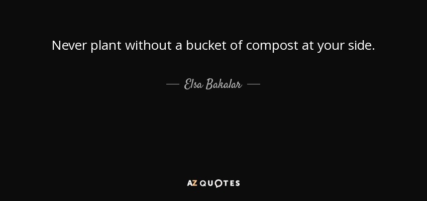 Never plant without a bucket of compost at your side. - Elsa Bakalar