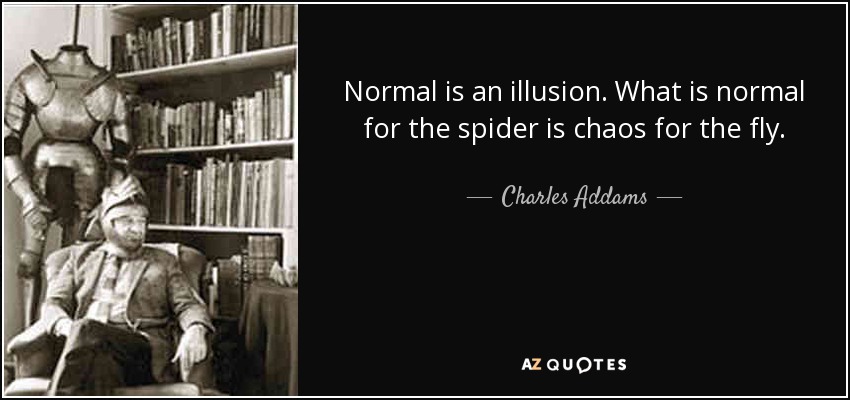 Normal is an illusion. What is normal for the spider is chaos for the fly. - Charles Addams