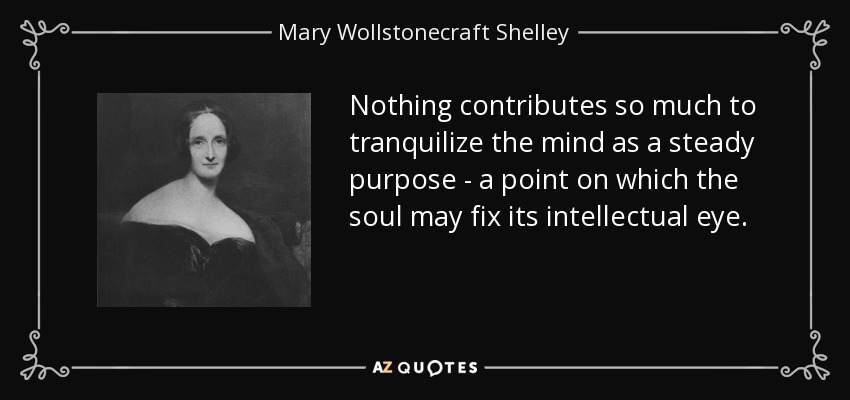 Nothing contributes so much to tranquilize the mind as a steady purpose - a point on which the soul may fix its intellectual eye. - Mary Wollstonecraft Shelley