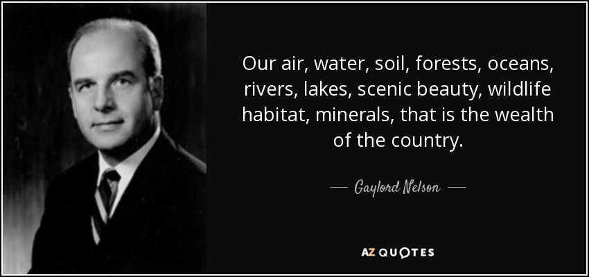 Our air, water, soil, forests, oceans, rivers, lakes, scenic beauty, wildlife habitat, minerals, that is the wealth of the country. - Gaylord Nelson
