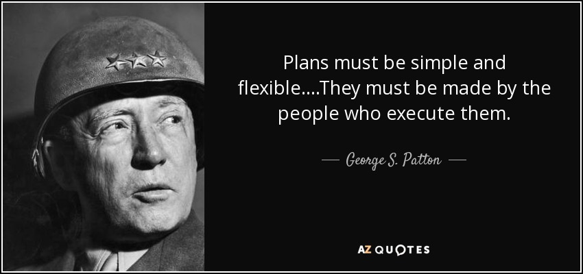 Plans must be simple and flexible....They must be made by the people who execute them. - George S. Patton