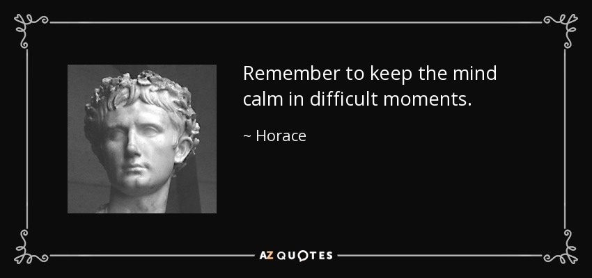 Remember to keep the mind calm in difficult moments. - Horace