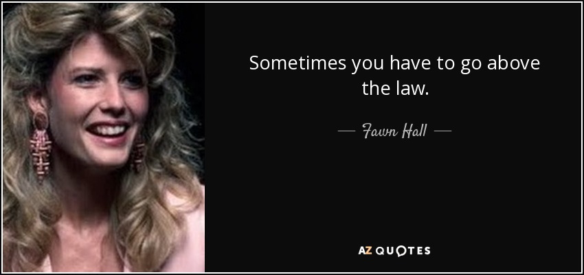 Sometimes you have to go above the law. - Fawn Hall