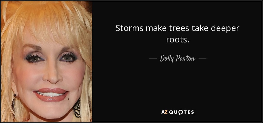 Las tormentas hacen que los árboles echen raíces más profundas. - Dolly Parton