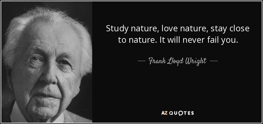 Estudia la naturaleza, ámala, permanece cerca de ella. Nunca te fallará. - Frank Lloyd Wright