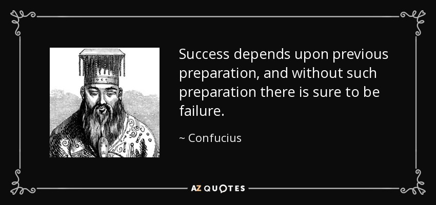 El éxito depende de la preparación previa, y sin esa preparación el fracaso es seguro. - Confucius