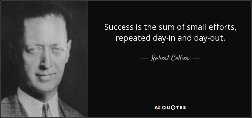 El éxito es la suma de pequeños esfuerzos, repetidos día tras día. - Robert Collier