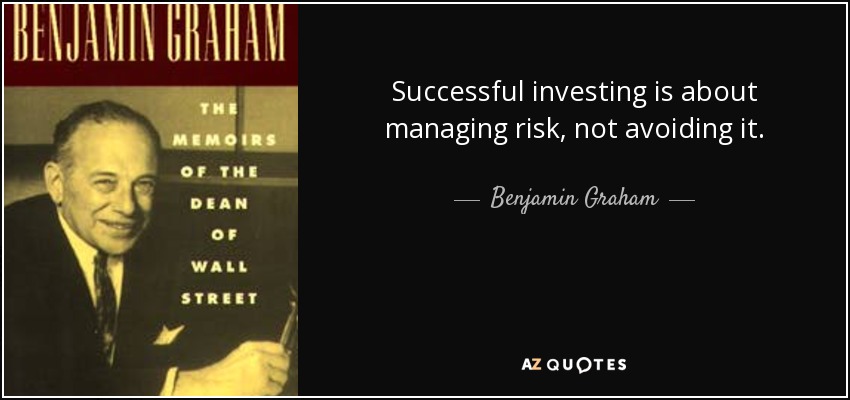 Successful investing is about managing risk, not avoiding it. - Benjamin Graham