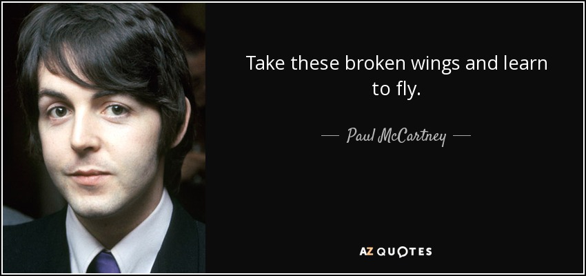 Take these broken wings and learn to fly. - Paul McCartney