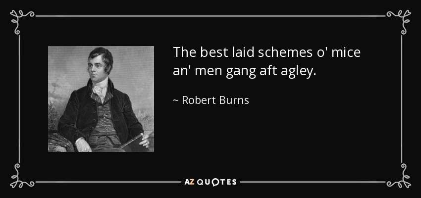 The best laid schemes o' mice an' men gang aft agley. - Robert Burns