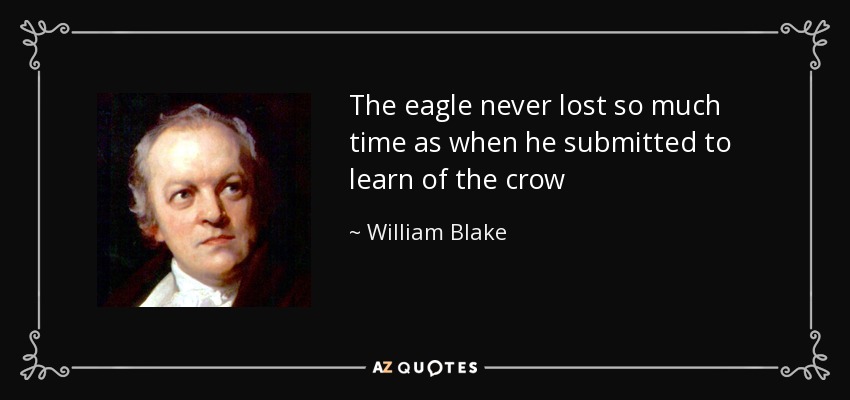 The eagle never lost so much time as when he submitted to learn of the crow - William Blake
