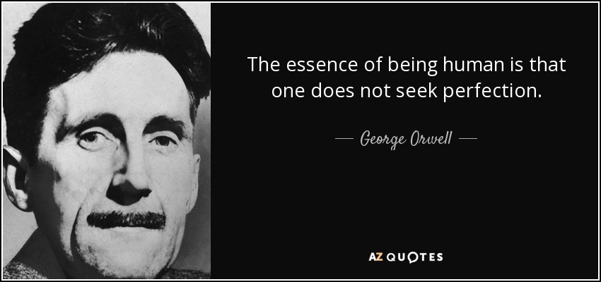 The essence of being human is that one does not seek perfection. - George Orwell