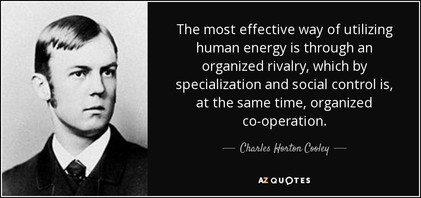 The most effective way of utilizing human energy is through an organized rivalry, which by specialization and social control is, at the same time, organized co-operation. - Charles Horton Cooley