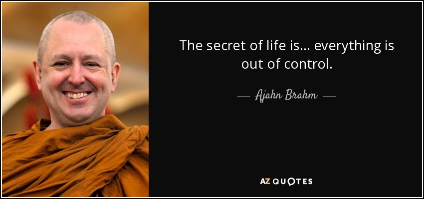 The secret of life is... everything is out of control. - Ajahn Brahm