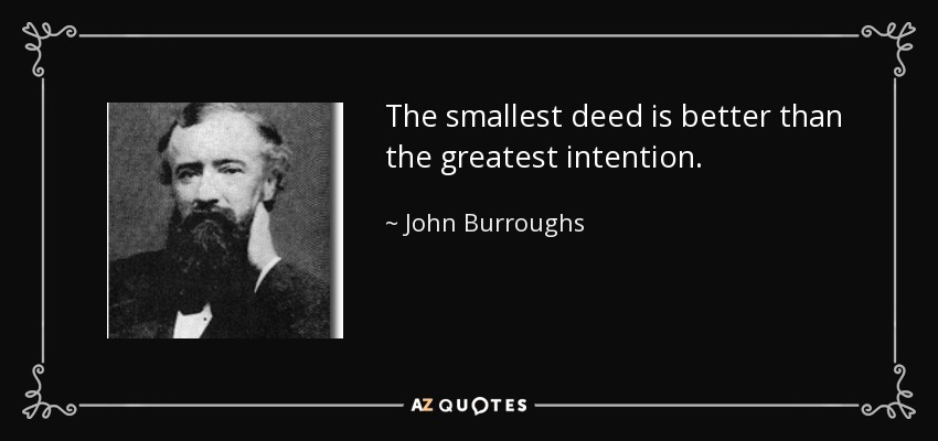 La acción más pequeña es mejor que la intención más grande. - John Burroughs