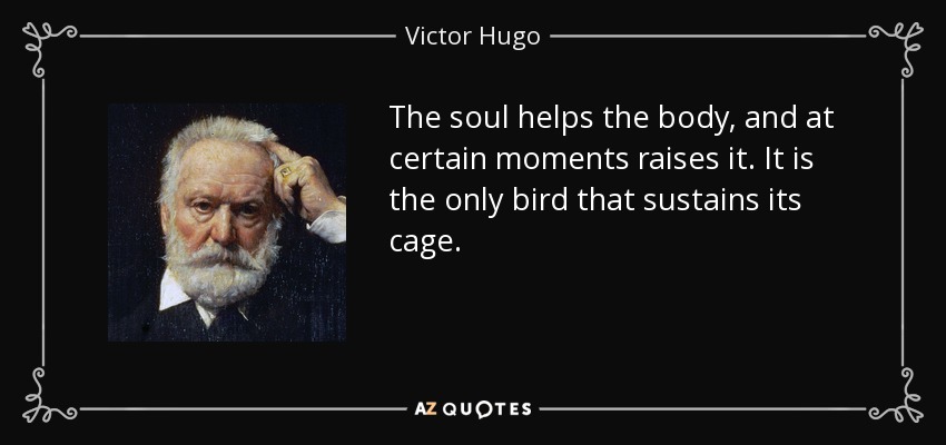 The soul helps the body, and at certain moments raises it. It is the only bird that sustains its cage. - Victor Hugo