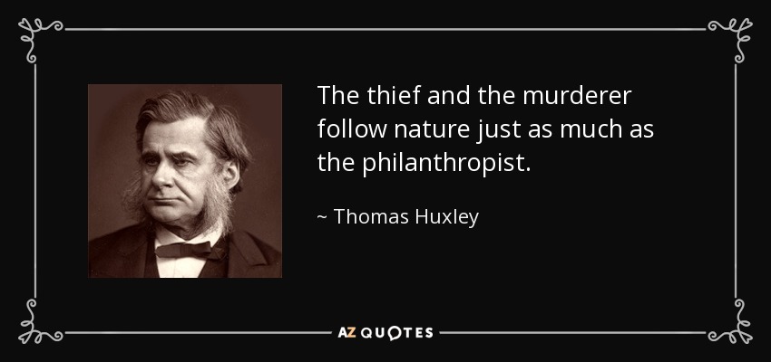 The thief and the murderer follow nature just as much as the philanthropist. - Thomas Huxley