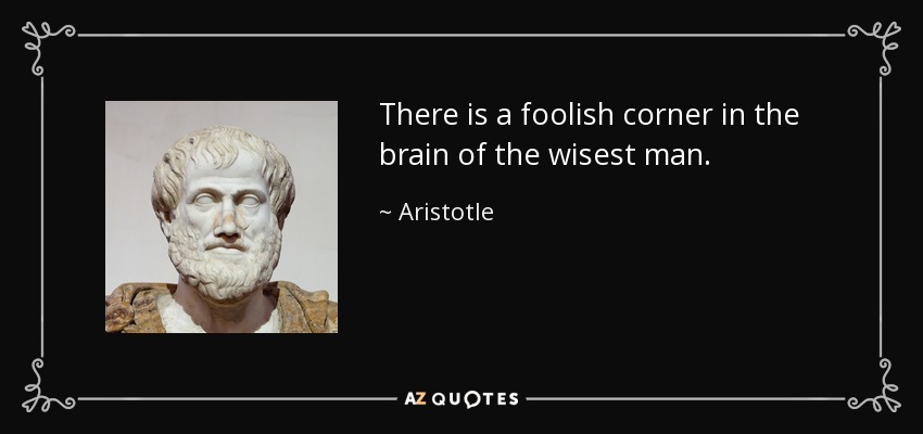 There is a foolish corner in the brain of the wisest man. - Aristotle