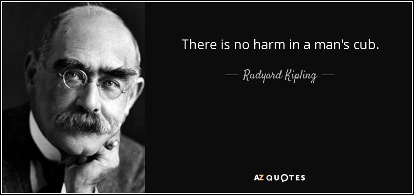 There is no harm in a man's cub. - Rudyard Kipling