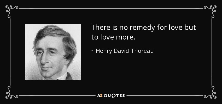 There is no remedy for love but to love more. - Henry David Thoreau