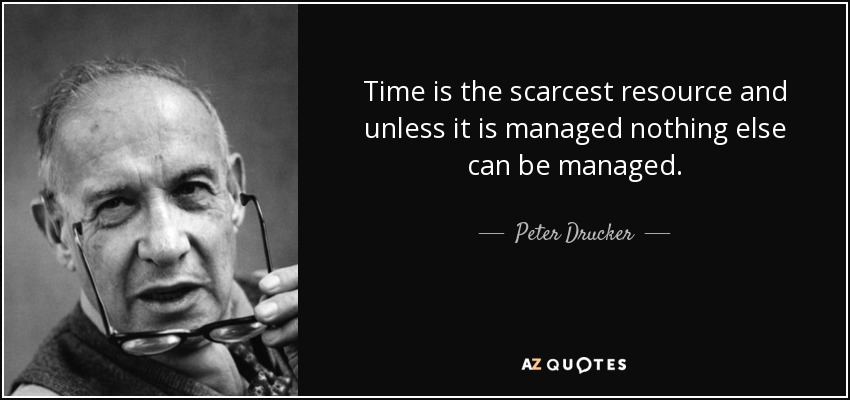 Time is the scarcest resource and unless it is managed nothing else can be managed. - Peter Drucker